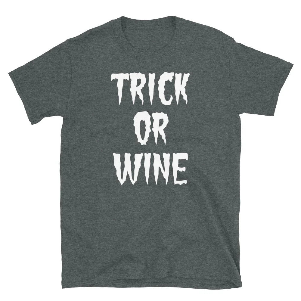 Trick or Wine Halloween Humor Spooky Novelty Alcohol - Adult & Kids T-Shirts, Sweatshirts & Hoodies apparel design preview 1