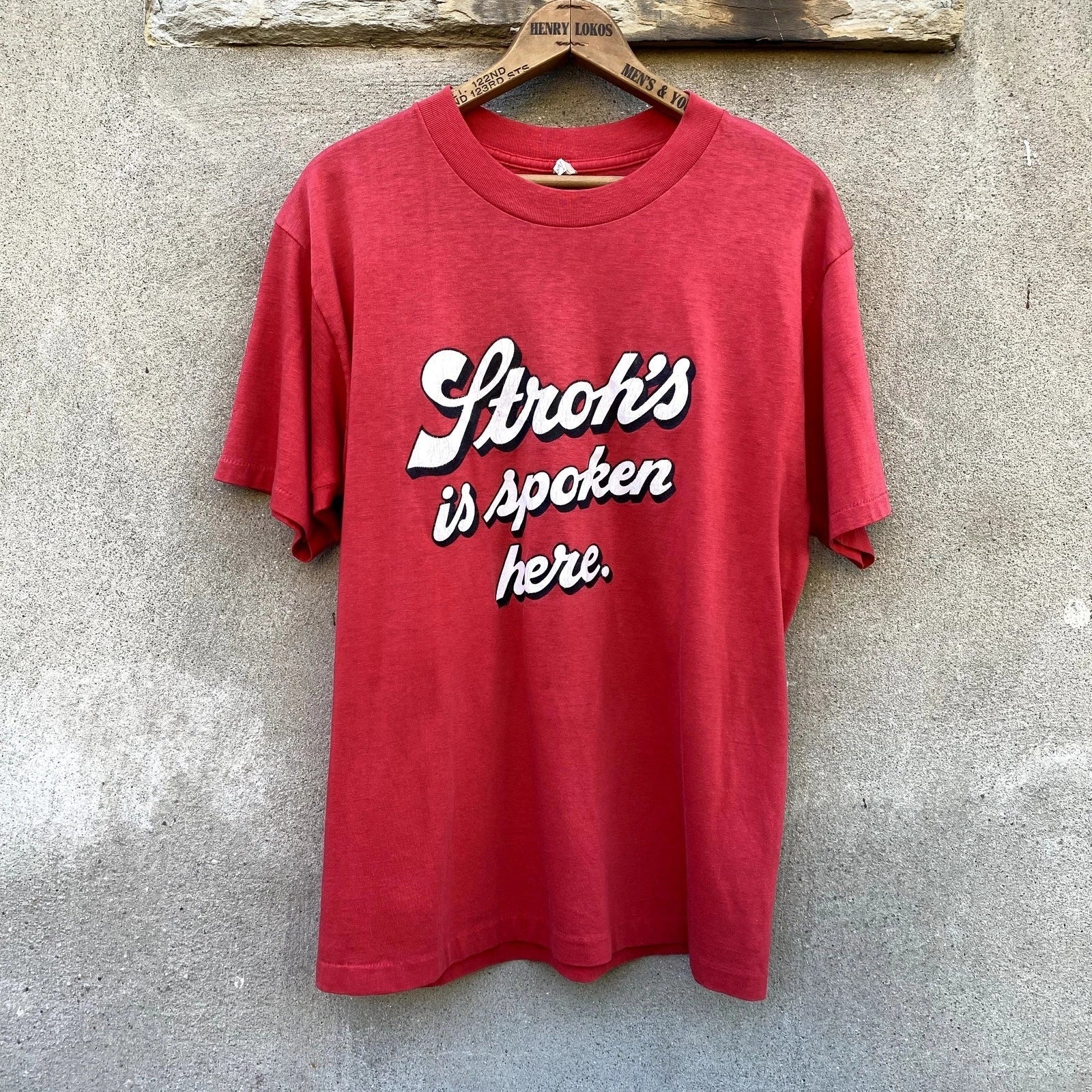 Vintage Stroh's Is Spoken Here Beer Promo Thin Soft - Adult & Kids T-Shirts, Sweatshirts & Hoodies apparel design preview 1