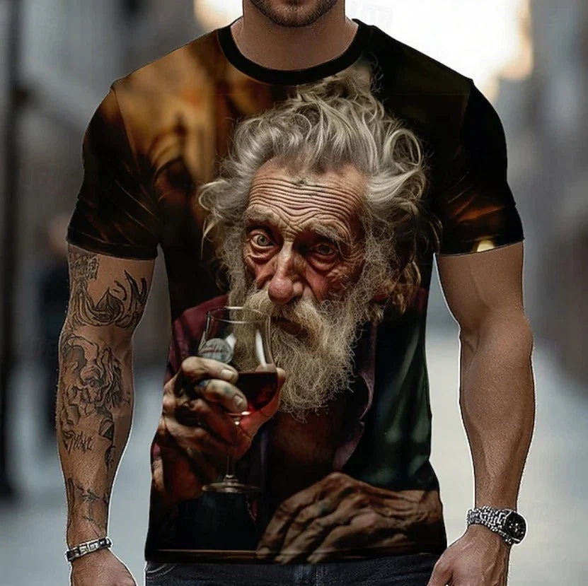 Old Man Drinking Red Wine Men's Graphic Artistic - Adult & Kids T-Shirts, Sweatshirts & Hoodies apparel design preview 1