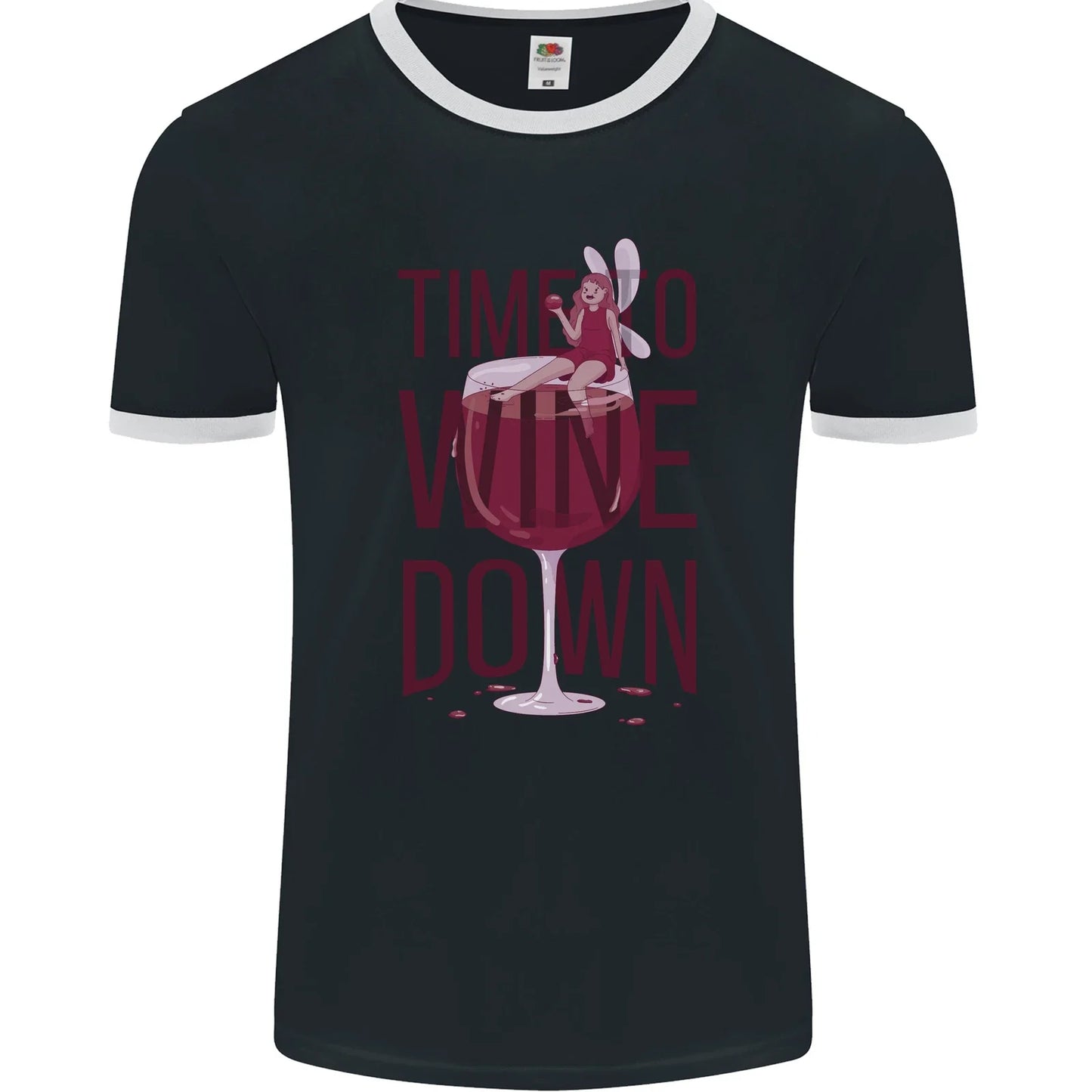 Time to Wine Down Funny Alcohol Mens Ringer FotL - Adult & Kids T-Shirts, Sweatshirts & Hoodies apparel design preview 1