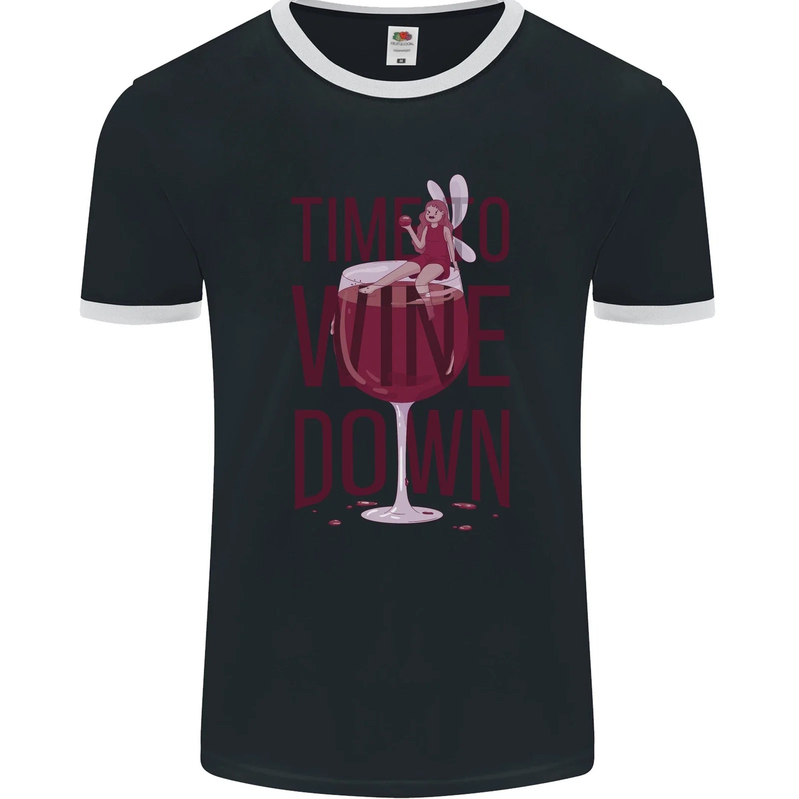 Time to Wine Down Funny Alcohol Mens Ringer FotL - Adult & Kids T-Shirts, Sweatshirts & Hoodies apparel design preview 1