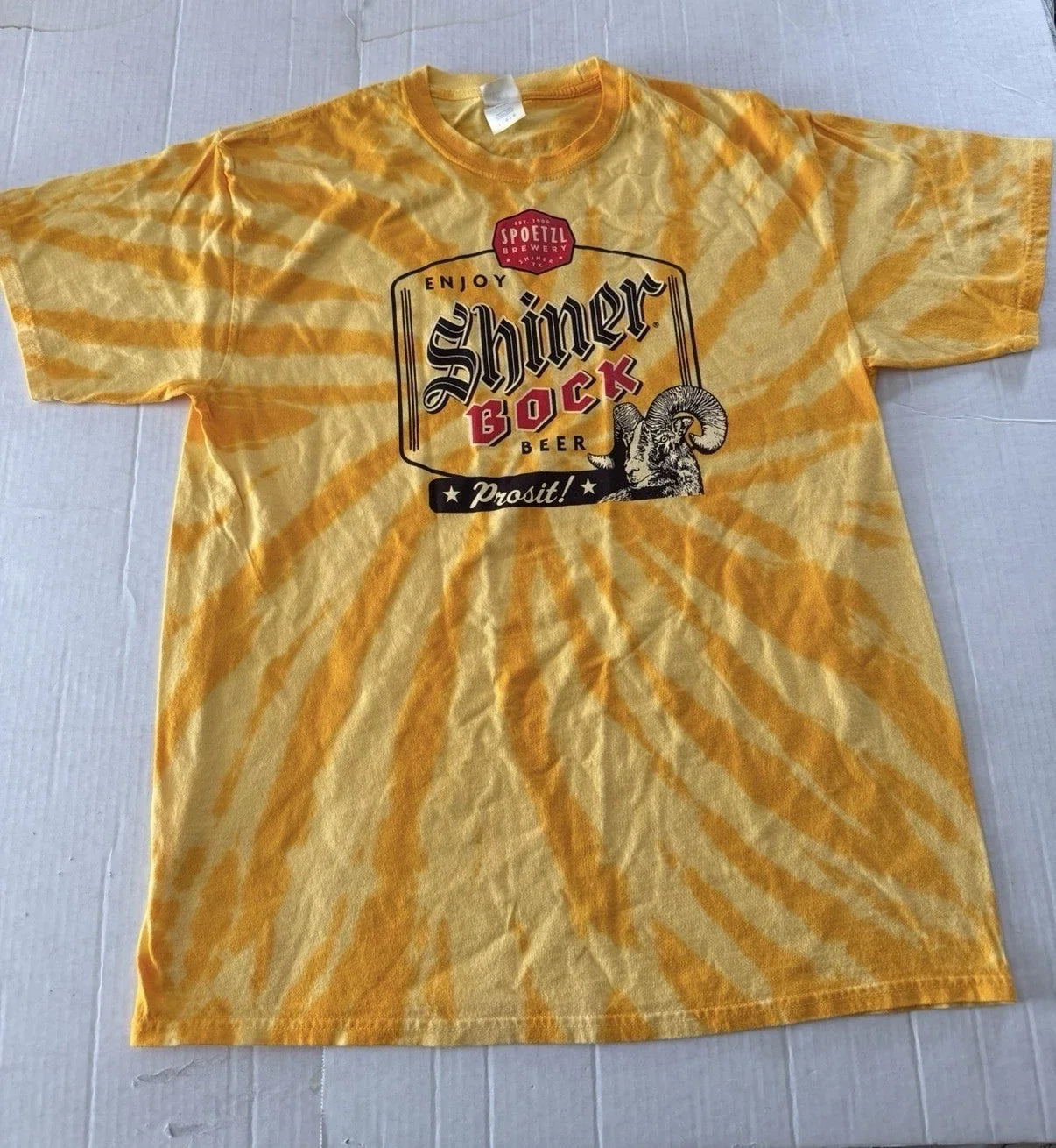 Shiner Bock Beer Spoetzl Yellow Tie Die Mens Large - Adult & Kids T-Shirts, Sweatshirts & Hoodies apparel design preview 1