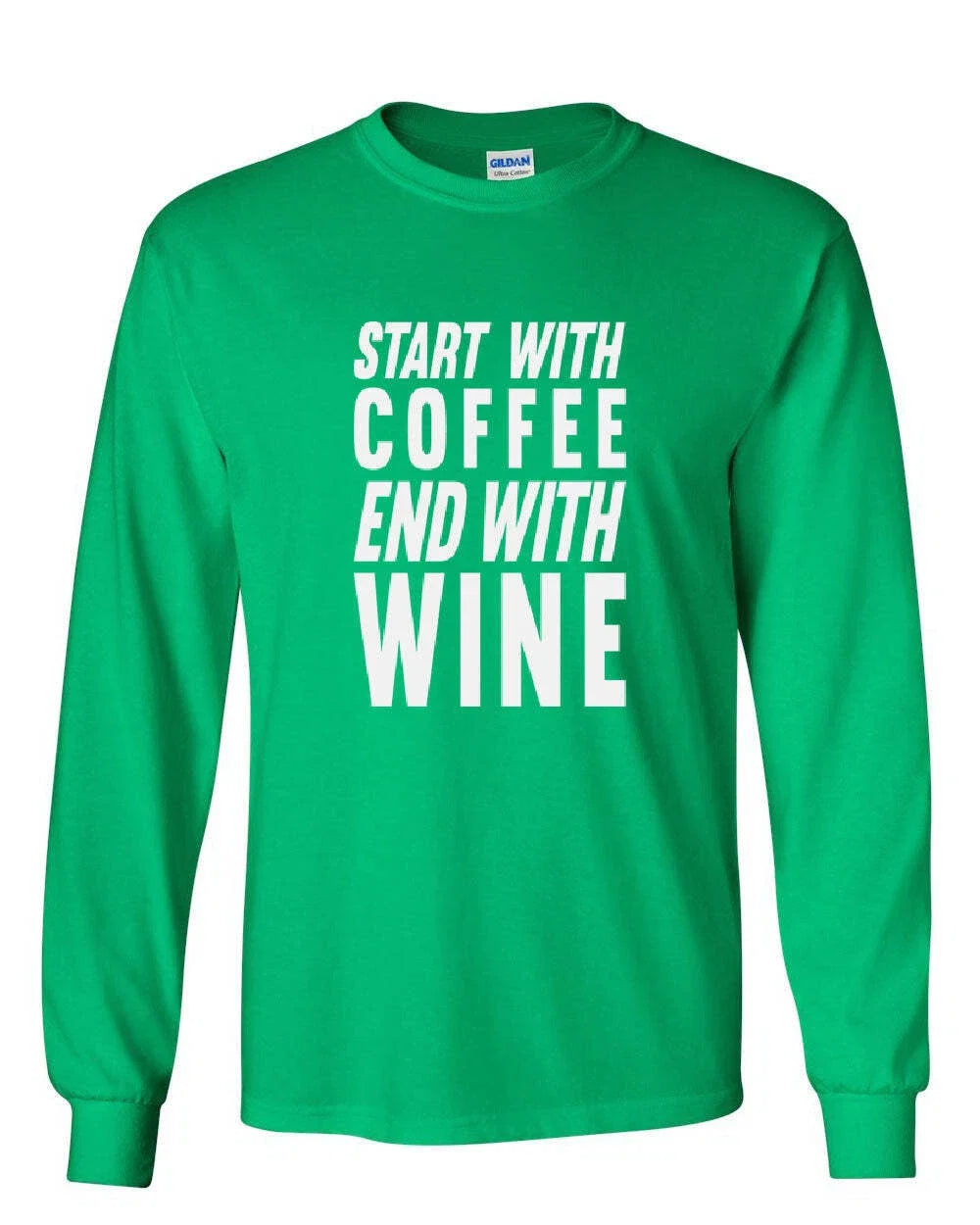 Start With Coffee End Wine Drinking Daily Routine - Adult & Kids T-Shirts, Sweatshirts & Hoodies apparel design preview 1