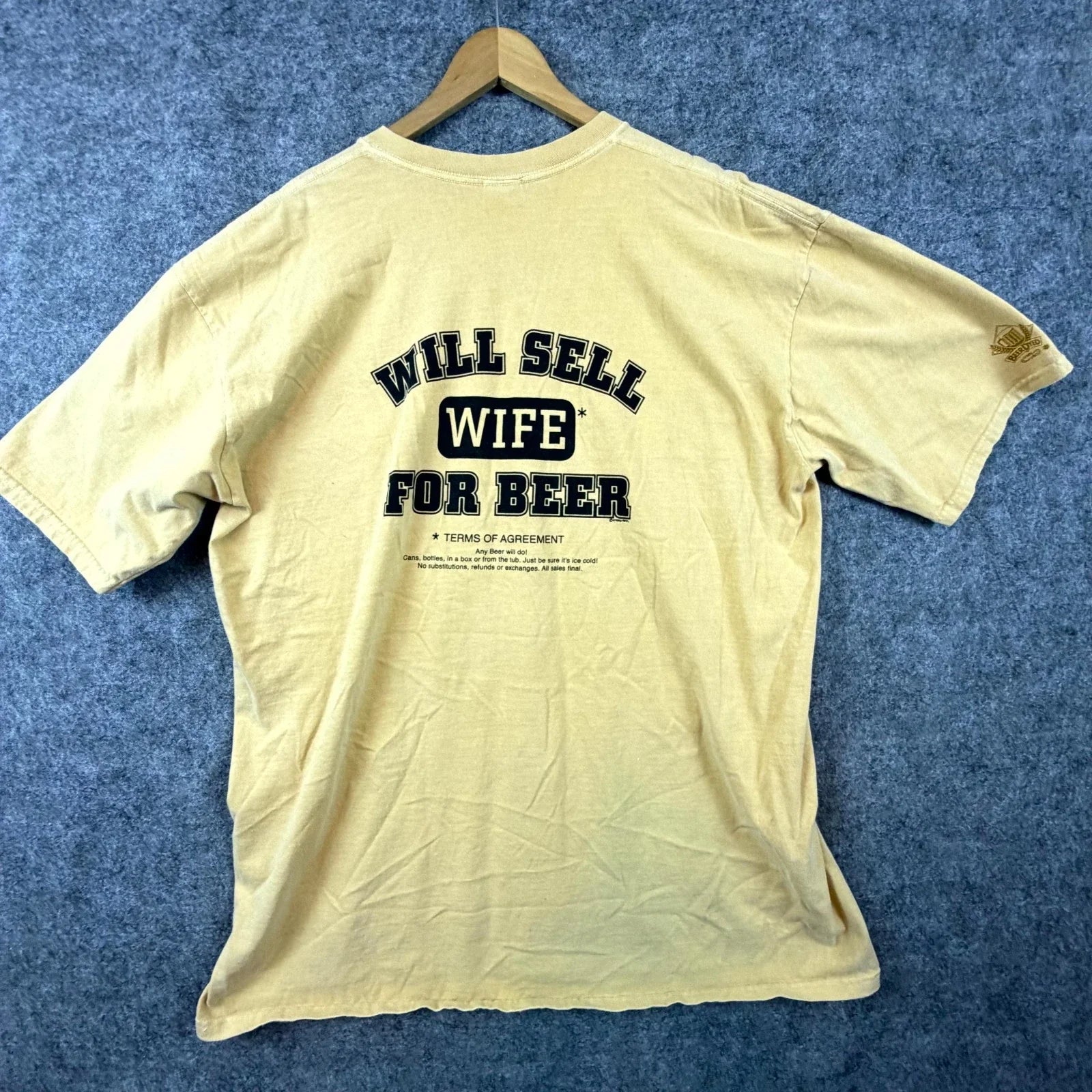 Vintage Will Sell Wife For Beer Crazy Mens 2XL Beige - Adult & Kids T-Shirts, Sweatshirts & Hoodies apparel design preview 1