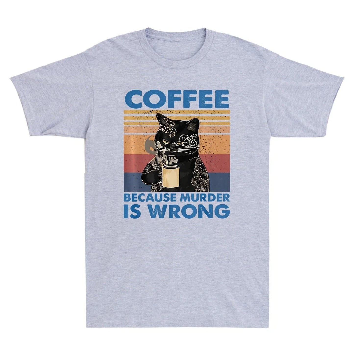 Coffee Because Murder Is Wrong Black Cat Drink - Adult & Kids T-Shirts, Sweatshirts & Hoodies apparel design preview 1