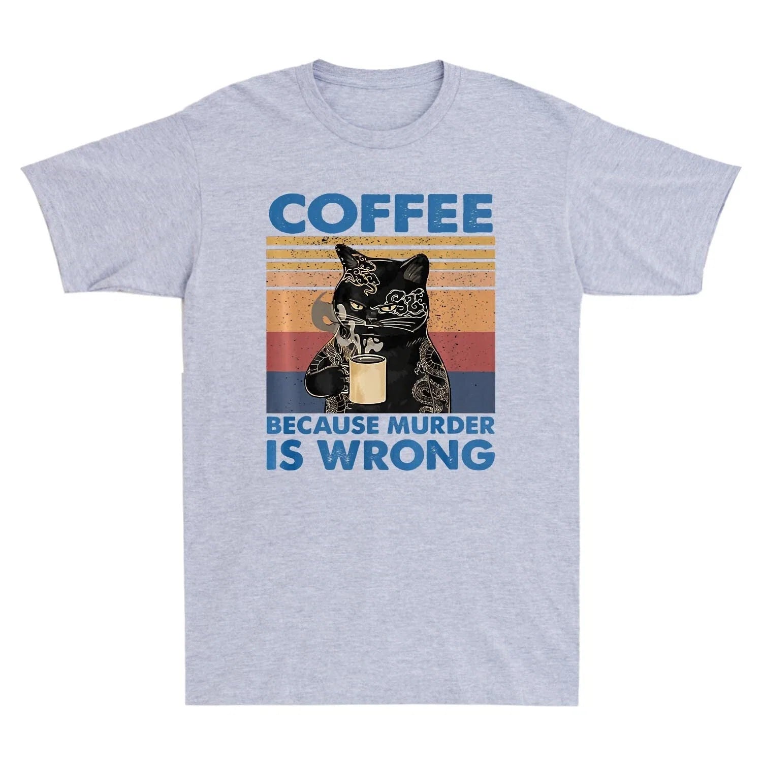 Coffee Because Murder Is Wrong Black Cat Drink - Adult & Kids T-Shirts, Sweatshirts & Hoodies apparel design preview 1