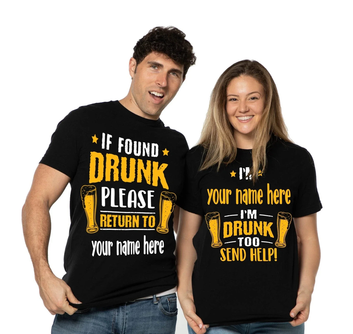 Couple Custom Matching Funny Drinking Beer Party - Adult & Kids T-Shirts, Sweatshirts & Hoodies apparel design preview 1