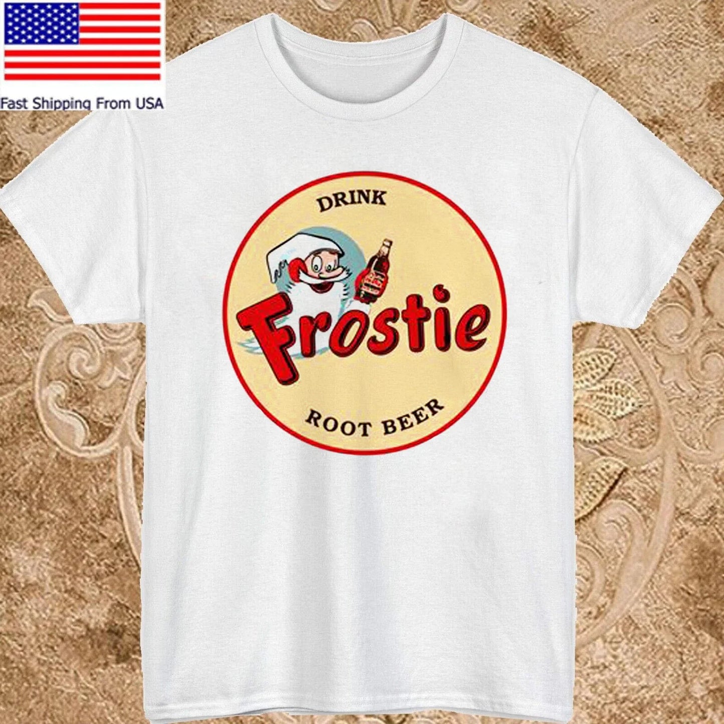Frostie root beer logo funny white size L - Adult & Kids T-Shirts, Sweatshirts & Hoodies apparel design preview 1