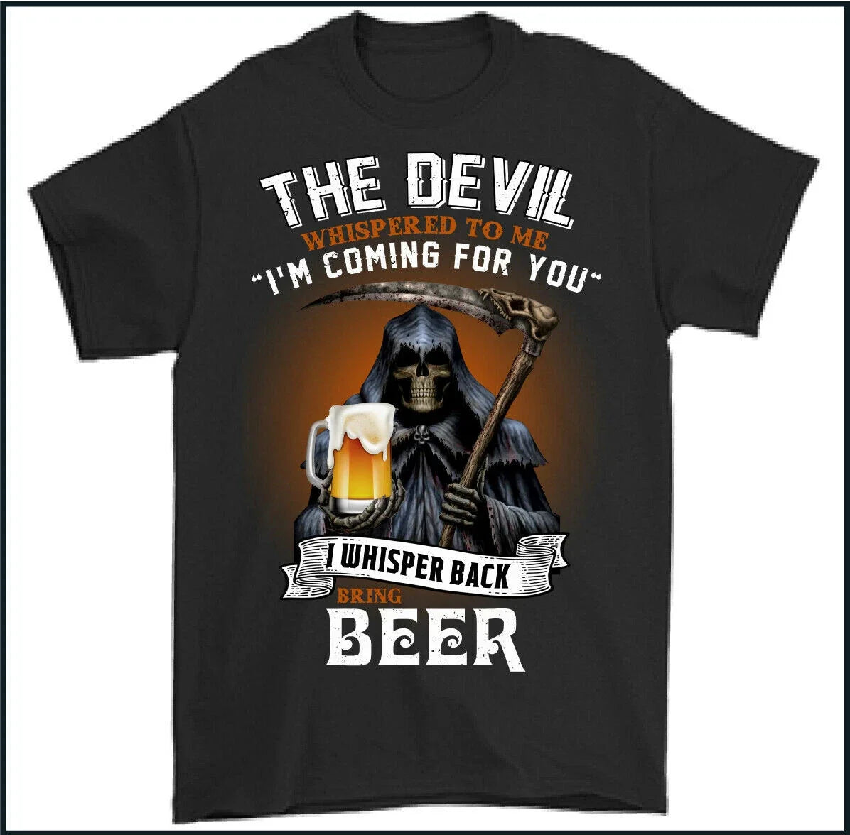 BEER Skull Devil Larger Alcohol Biker Motorbike Grim - Adult & Kids T-Shirts, Sweatshirts & Hoodies apparel design preview 1