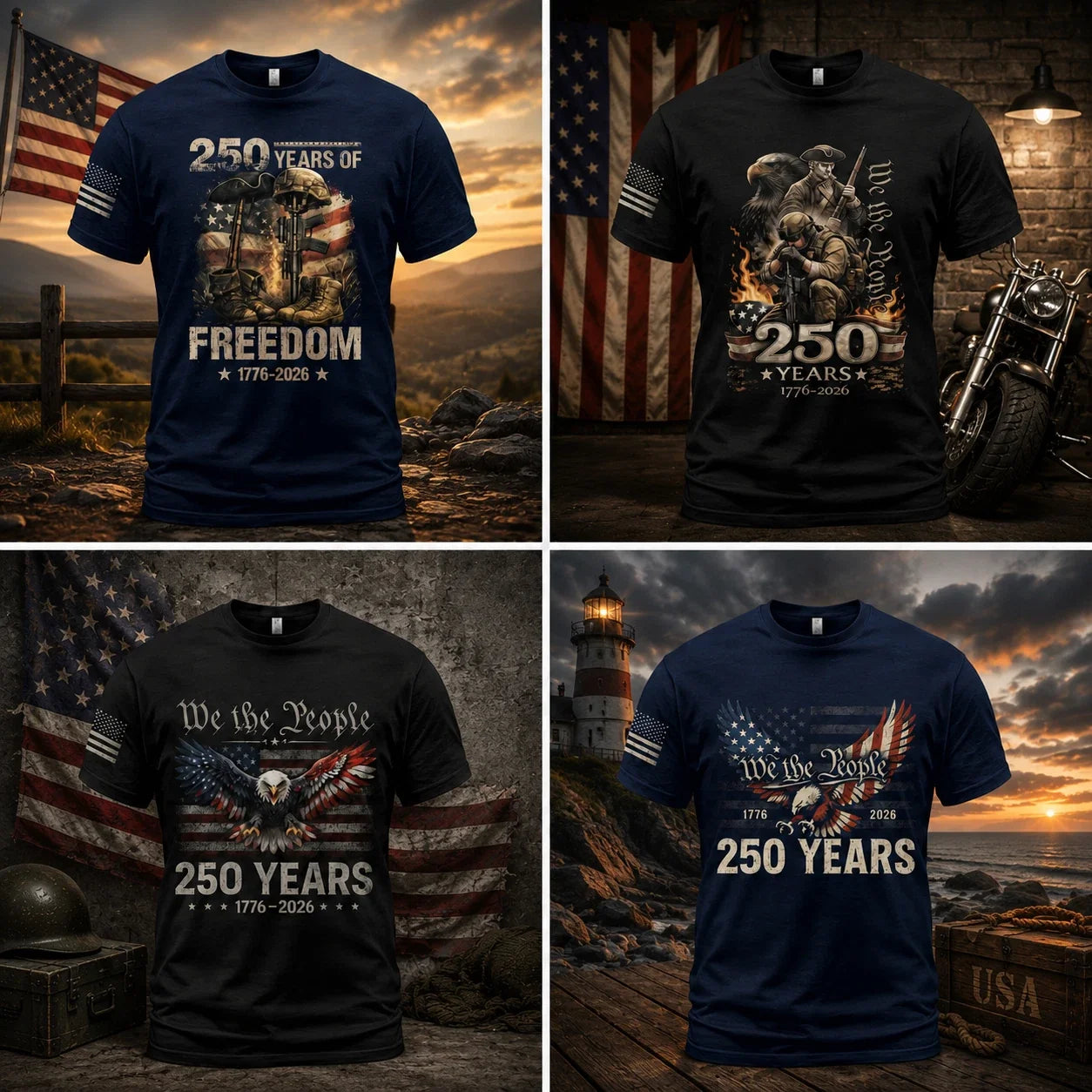 America 250 Years Of Freedom 1776-2026 Patriotic - Adult & Kids T-Shirts, Sweatshirts & Hoodies apparel design preview 1