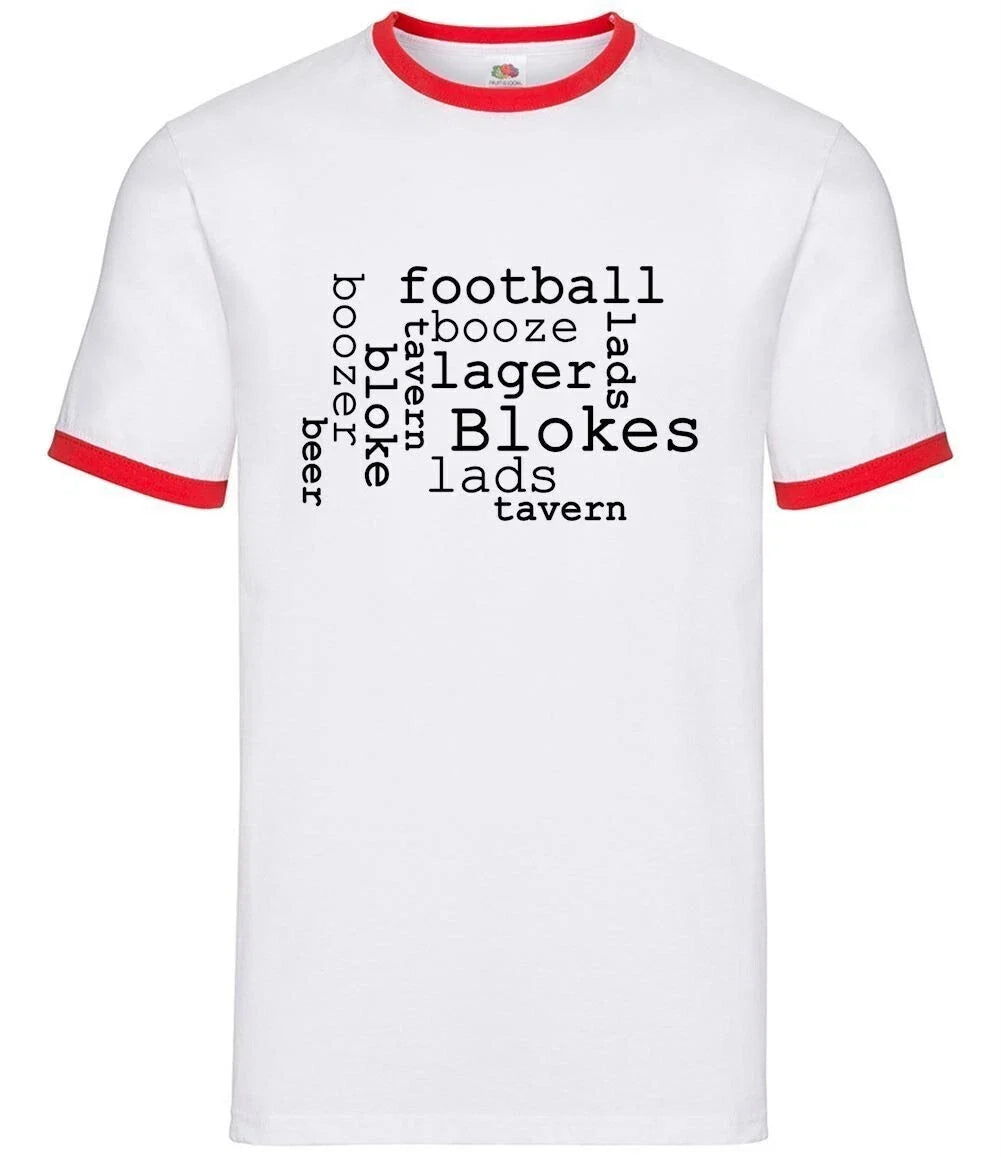 Blokes Word Cloud Mens Ringer Stag Holiday Beer Beers - Adult & Kids T-Shirts, Sweatshirts & Hoodies apparel design preview 1