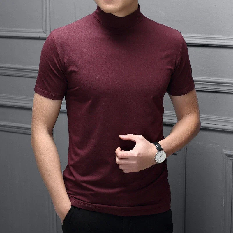 Mens Summer Slim Mock Neck Basic Blouse Short Sleeve - Adult & Kids T-Shirts, Sweatshirts & Hoodies apparel design preview 1