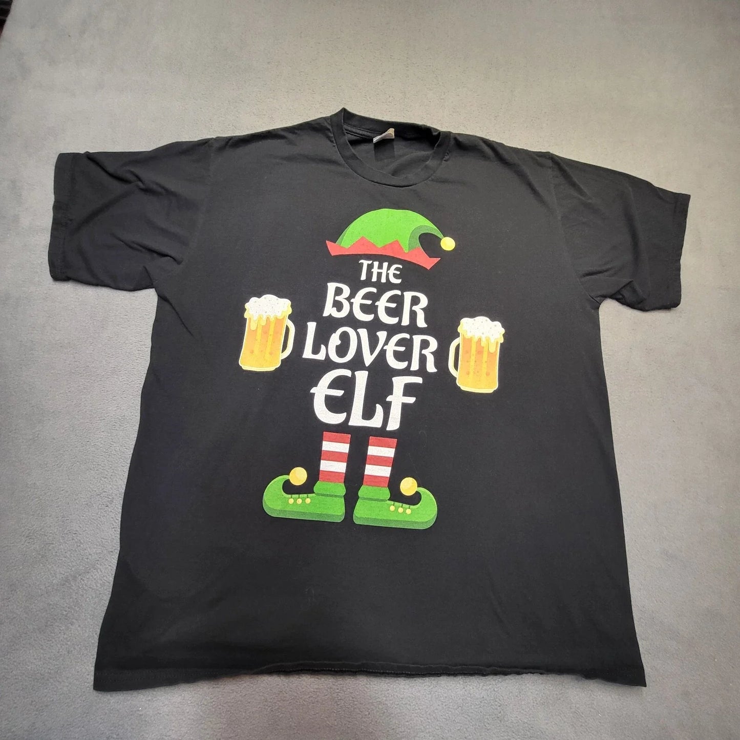 Beer Lovin Elf Mens XL Black Short Sleeve Funny - Adult & Kids T-Shirts, Sweatshirts & Hoodies apparel design preview 1