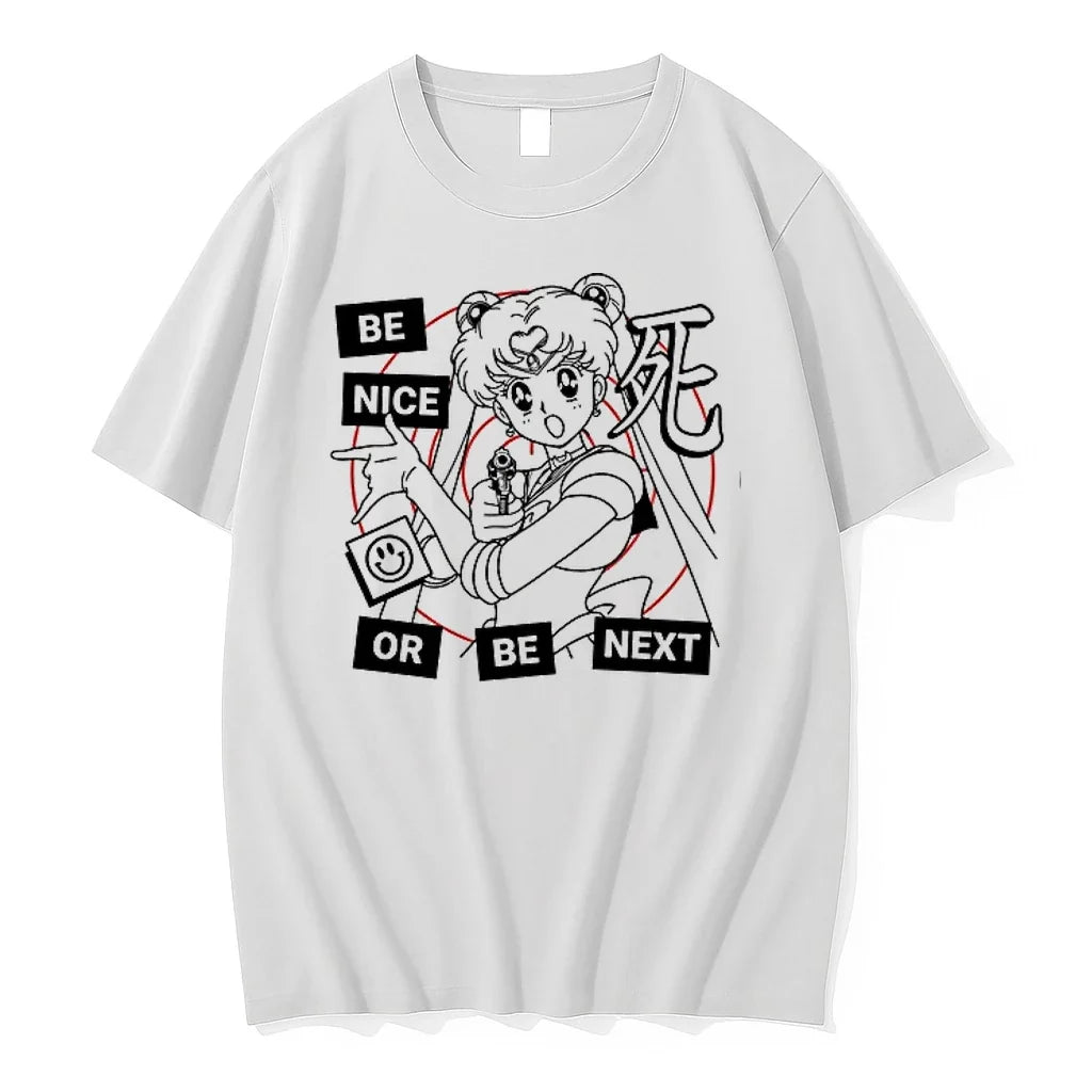 Sailor Moon Gun Be Nice Or Next Cartoon Funny 0 - Adult & Kids T-Shirts, Sweatshirts & Hoodies apparel design preview 1