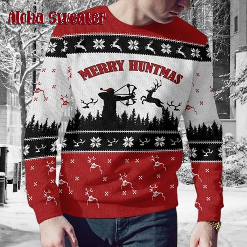 Santa Merry Huntmas Hunting Ugly Christmas Sweater - Holiday Gift product image
