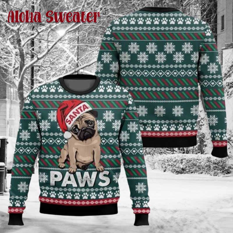 Pug Santa Santa Paws Ugly Christmas Sweater - Holiday Gift product image 2