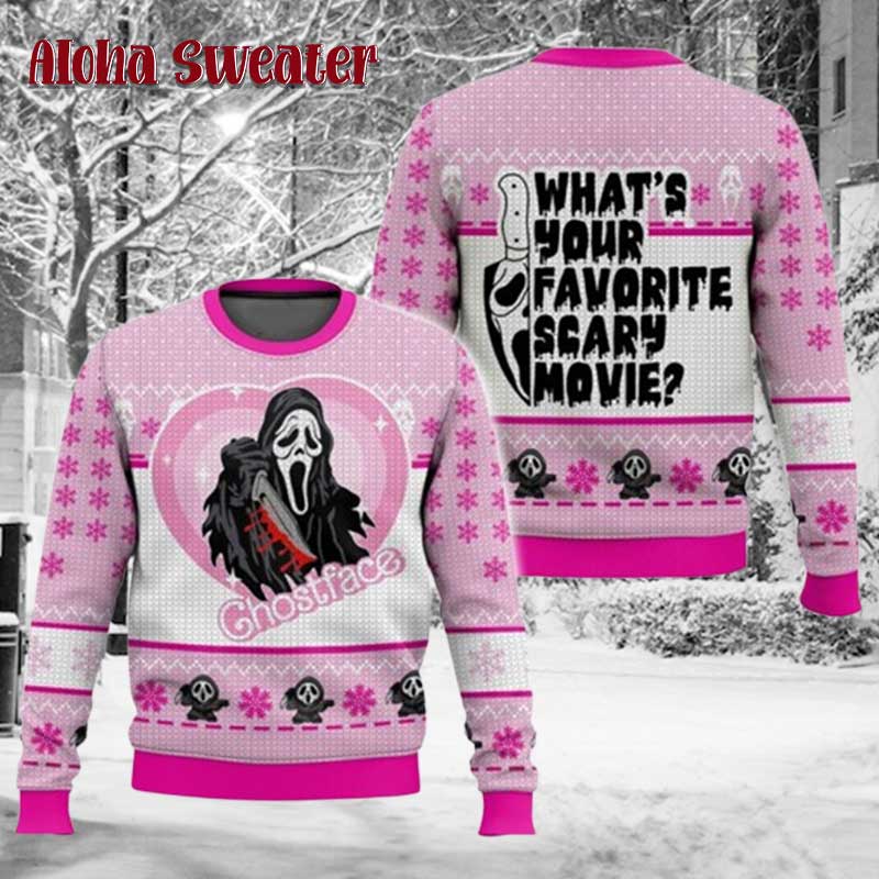 Scream Movie Retro Ghostface Ugly Christmas Sweater - Holiday Gift product image 3