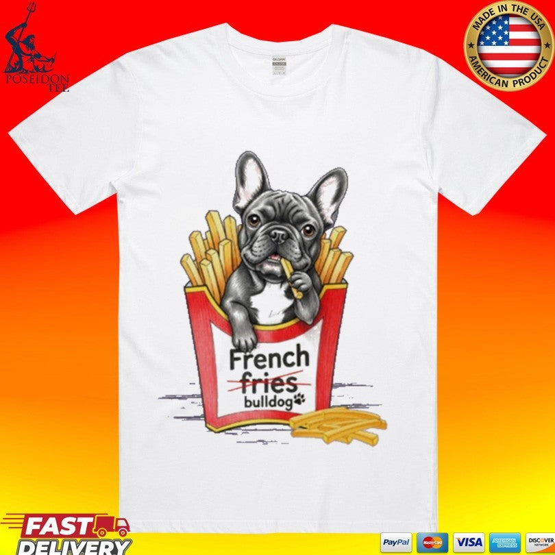 Shark French Bulldog Fries - Adult & Kids T-Shirts, Sweatshirts & Hoodies apparel design preview 1