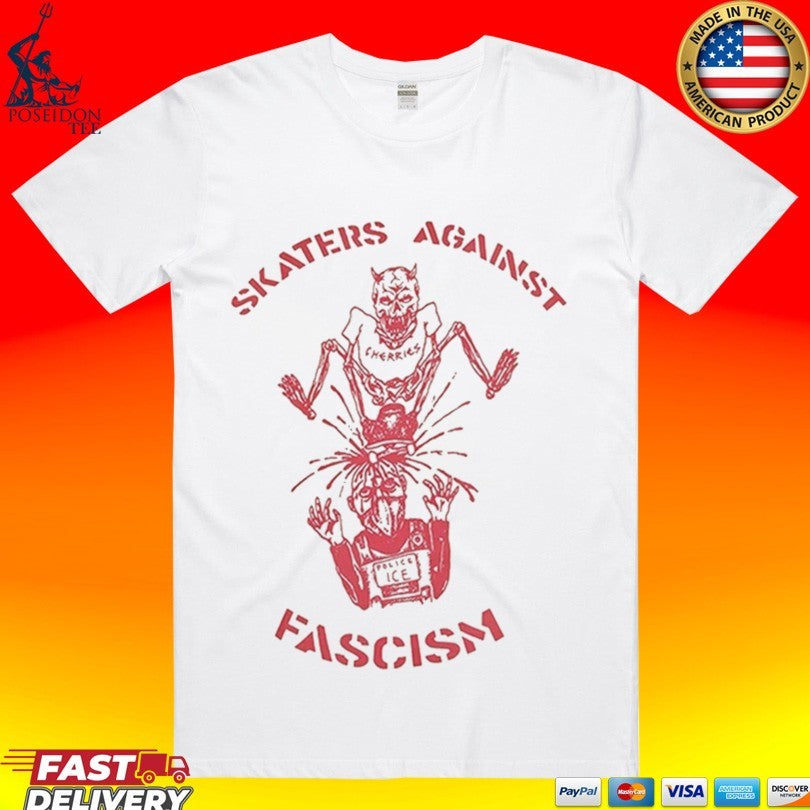 Skaters Against Fascism Cherries Wheels S.a.f - Adult & Kids T-Shirts, Sweatshirts & Hoodies apparel design preview 1