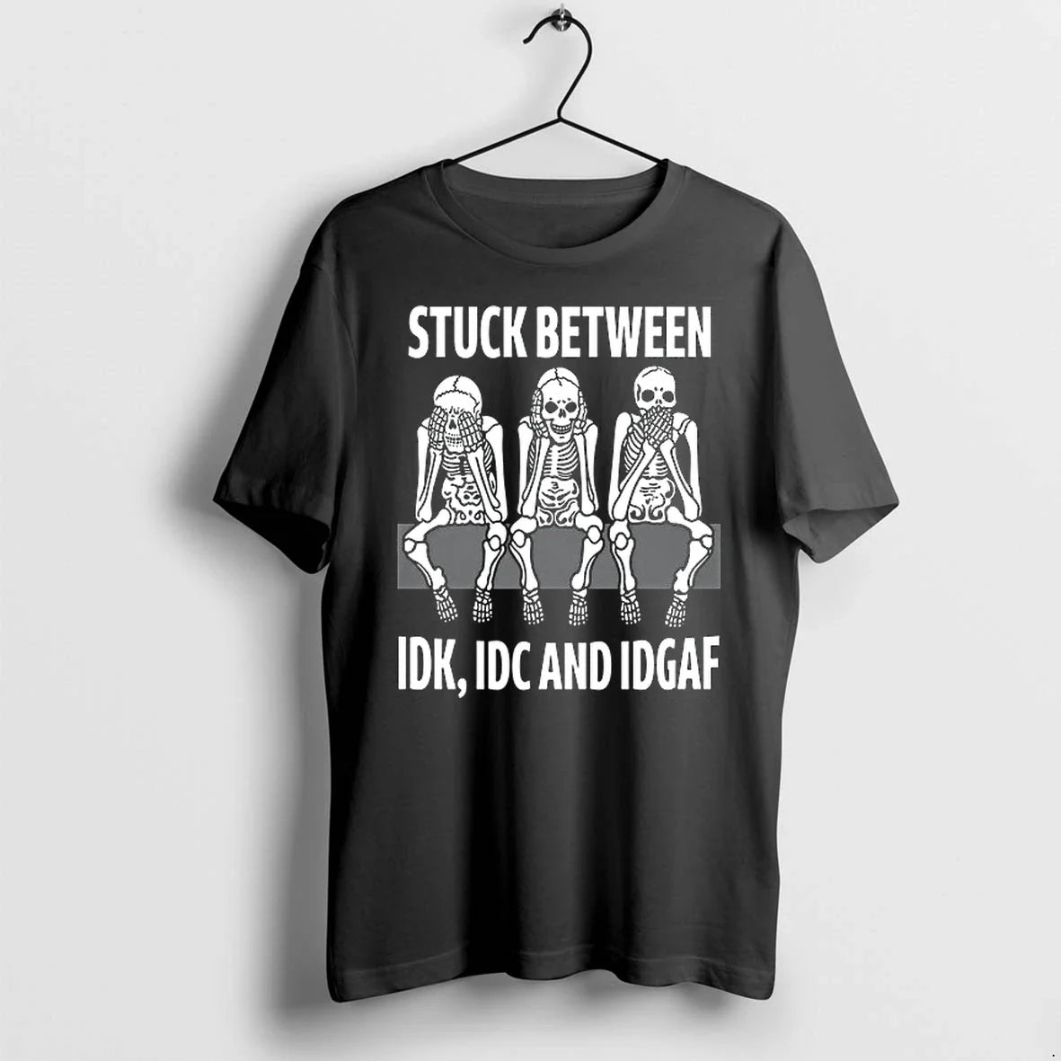 Skull Stuck Between Idk Idc And Idgaf 0 Sweater - Adult & Kids T-Shirts, Sweatshirts & Hoodies apparel design preview 1