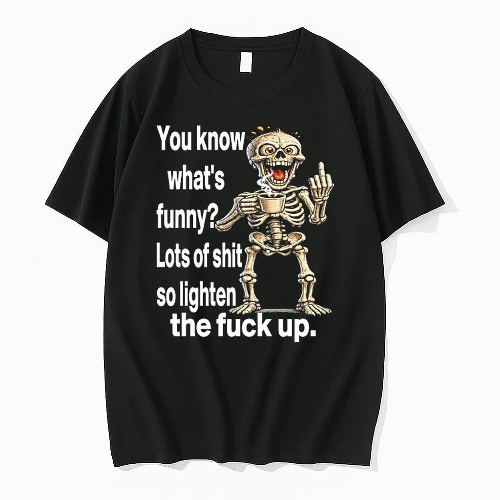 Skull You Know What Funny Lots Of Shit So Lighten The - Adult & Kids T-Shirts, Sweatshirts & Hoodies apparel design preview 1