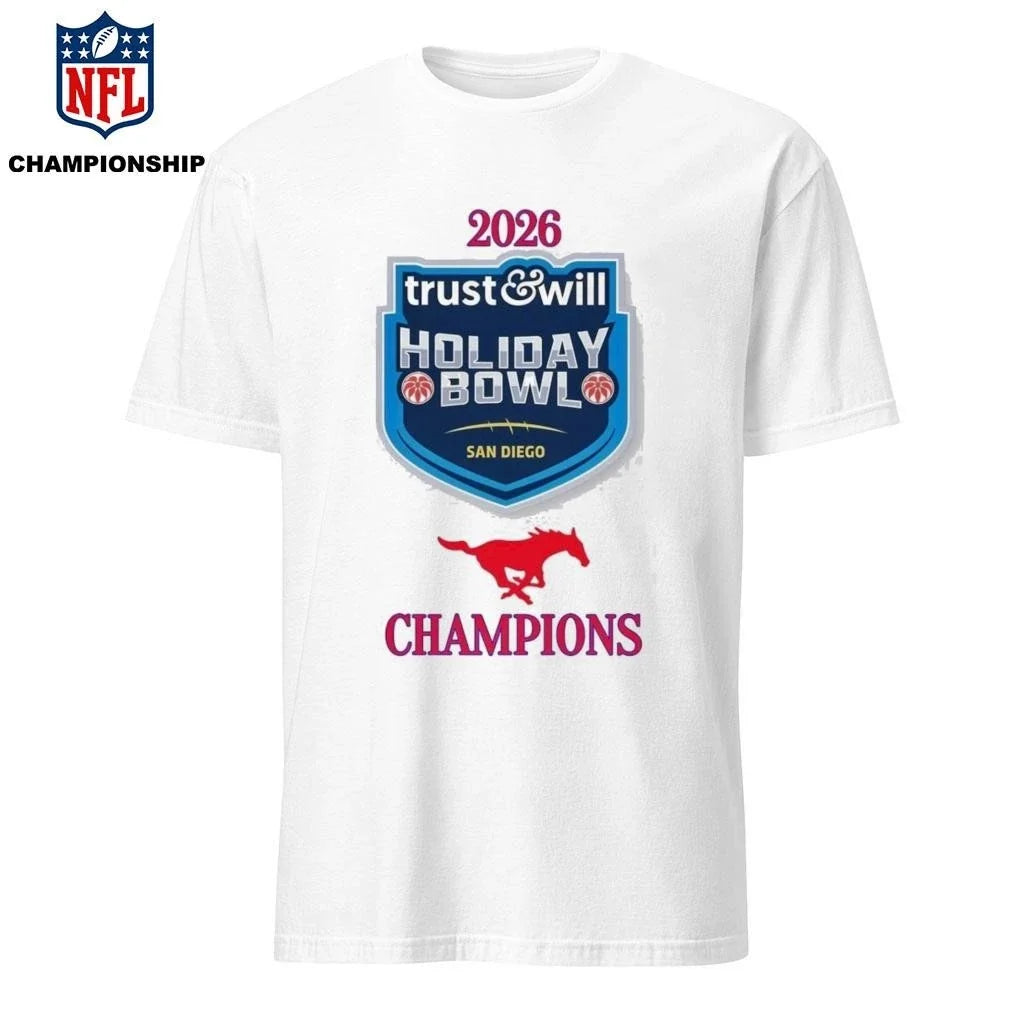 SMU Mustang 2026 Holiday Bowl Champions Logo - Adult & Kids T-Shirts, Sweatshirts & Hoodies apparel design preview 1