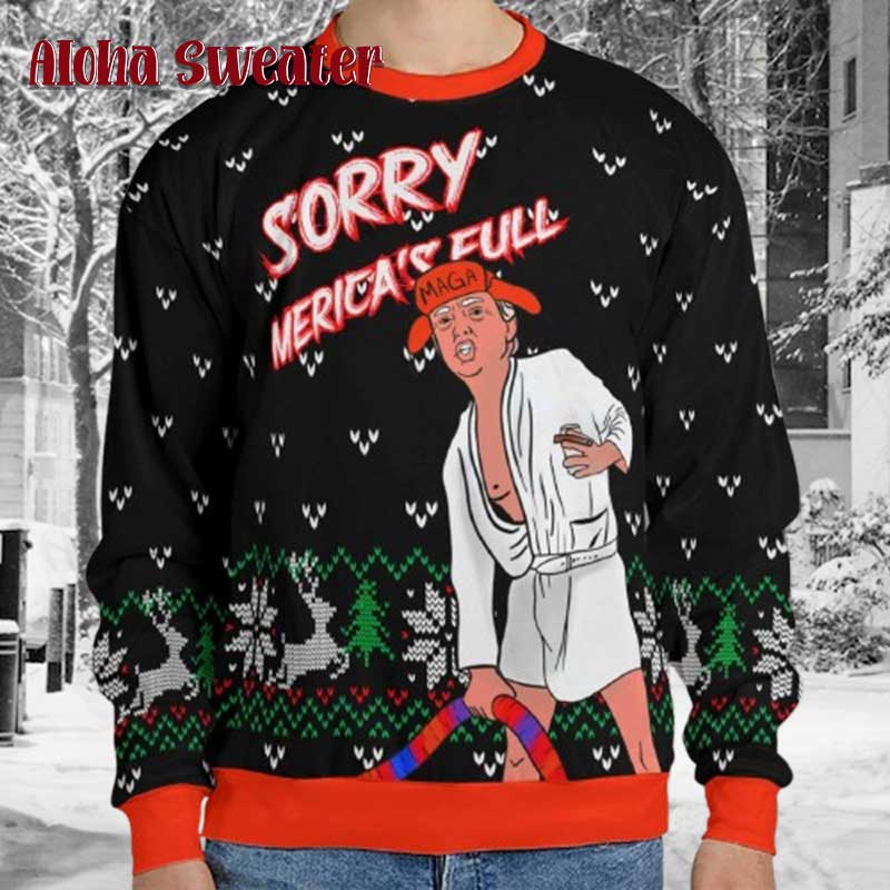 Sorry America’s Full Of Shit Trump Ugly Christmas Sweater - Holiday Gift product image