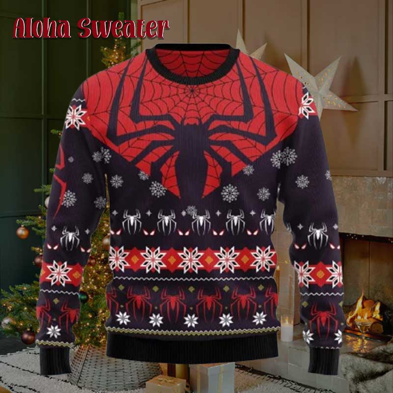 Spider Man Swing Into Christmas Ugly Christmas Sweater - Holiday Gift product image 2