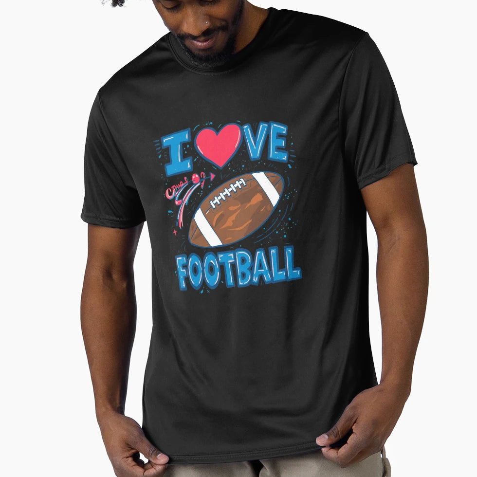 I Ove Football T-Shirt - Novelty Apparel for Adults - T-Shirt, Sweatshirt, Hoodie