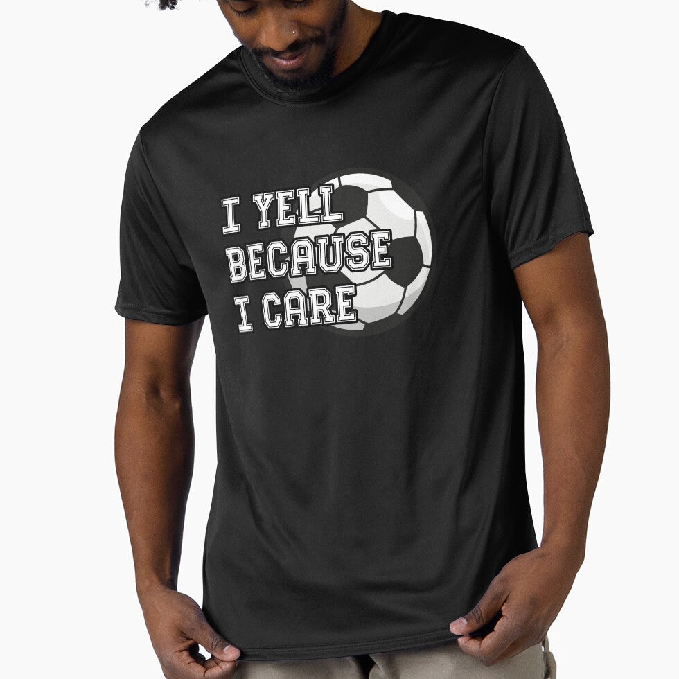 I Yell Because Care Soccer by sekrecja - Adult & Kids T-Shirts, Sweatshirts & Hoodies apparel design preview 1