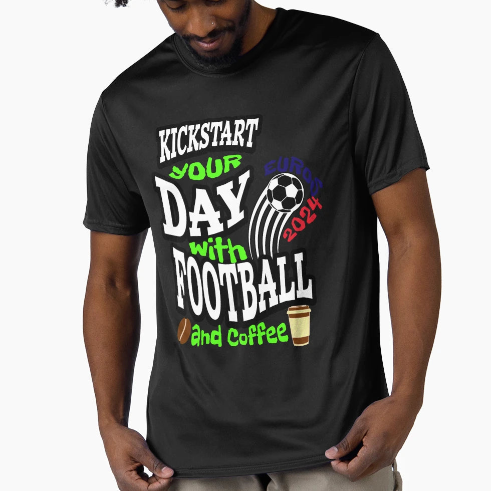 Kickstart Your Day Football Coffee T-Shirt - Aesthetic Graphic for Adults - T-Shirt, Sweatshirt, Hoodie