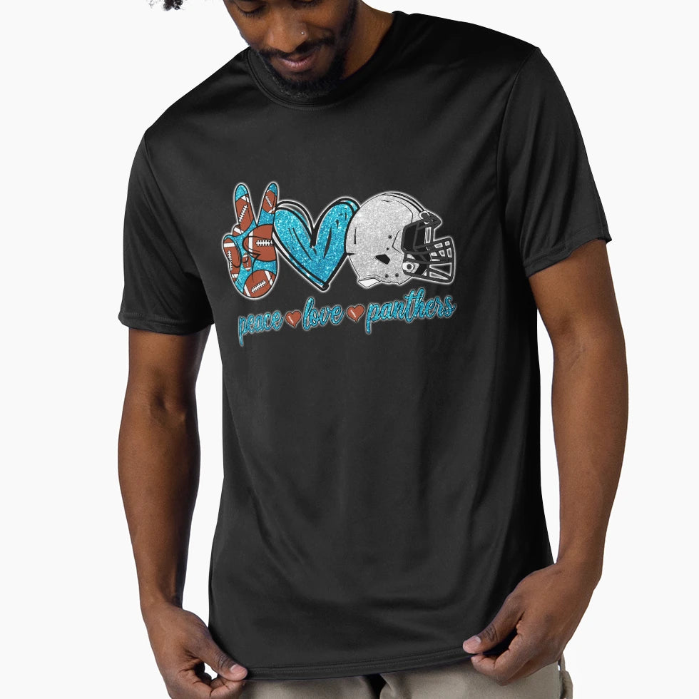 Peace Love Panthers Football Team T-Shirt - Streetwear Style for Adults - T-Shirt, Sweatshirt, Hoodie