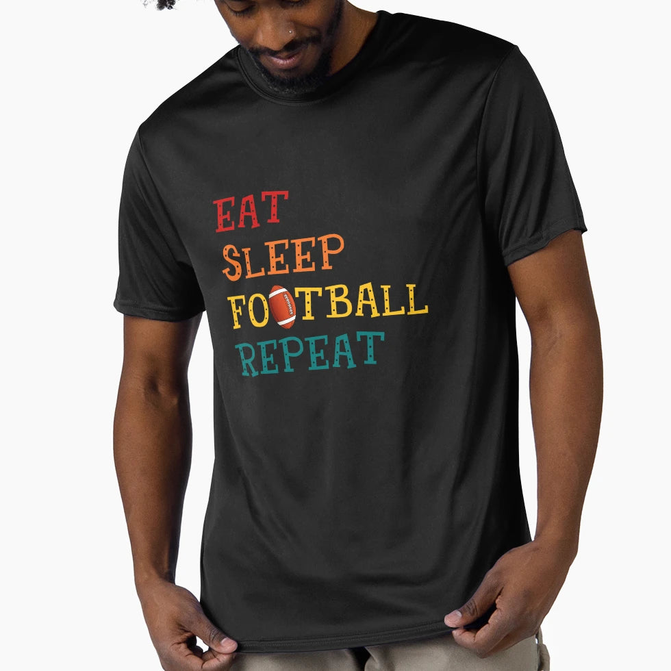 Eat Sleep Football Repeat Football Lovers T-Shirt - Custom Art Print Unisex - T-Shirt, Sweatshirt, Hoodie