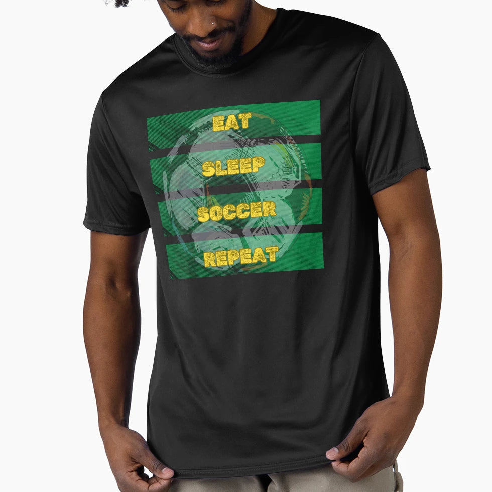 Eat Sleep Soccer Repeat Funny Soccer T-Shirt - Minimalist Print for Adults - T-Shirt, Sweatshirt, Hoodie