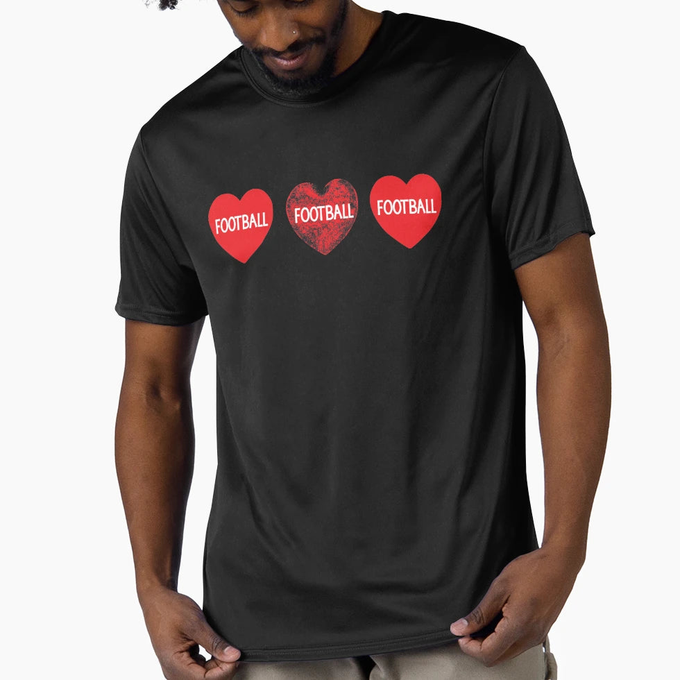 Love Football Hearts T-Shirt - Trendy Graphic Men Women - T-Shirt, Sweatshirt, Hoodie