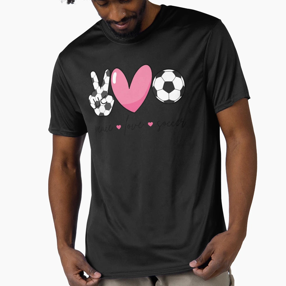 Peace Love Soccer Ii T-Shirt - Aesthetic Graphic Men Women - T-Shirt, Sweatshirt, Hoodie