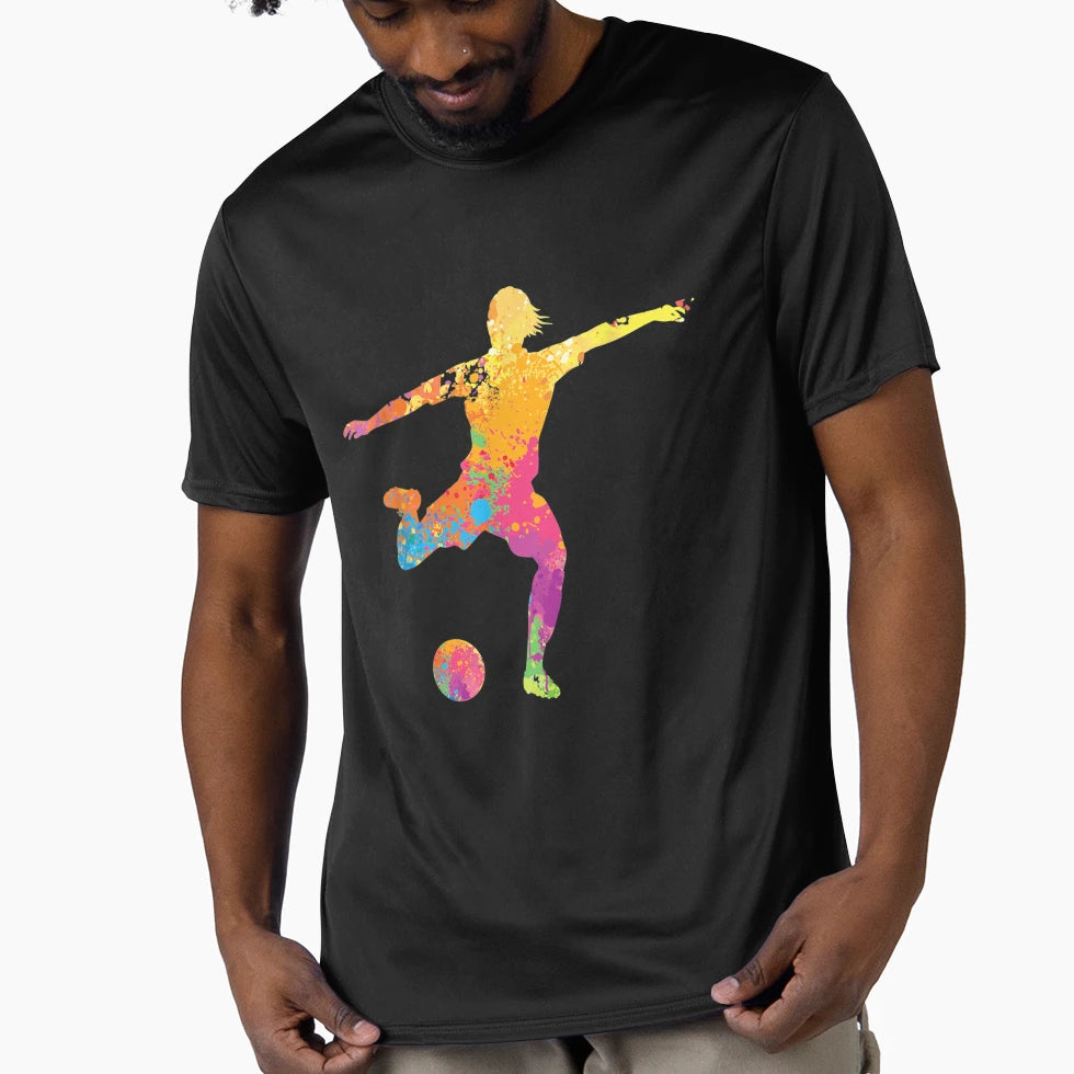 Multicolored Soccer Goal Kick Footbal T-Shirt - Custom Art Print Men Women - T-Shirt, Sweatshirt, Hoodie