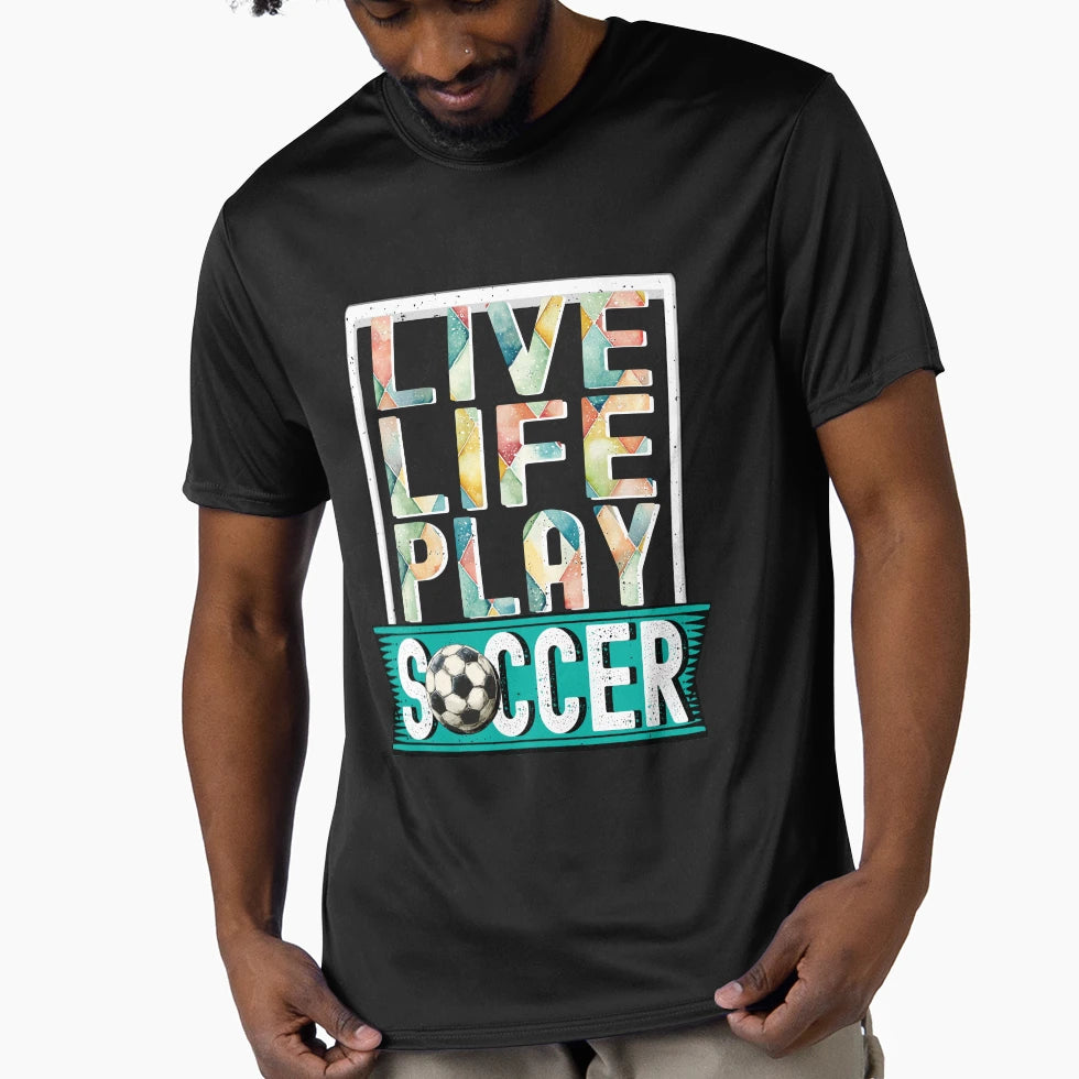 Live Life Play Soccer Football Goalie T-Shirt - Minimalist Print Men Women - T-Shirt, Sweatshirt, Hoodie