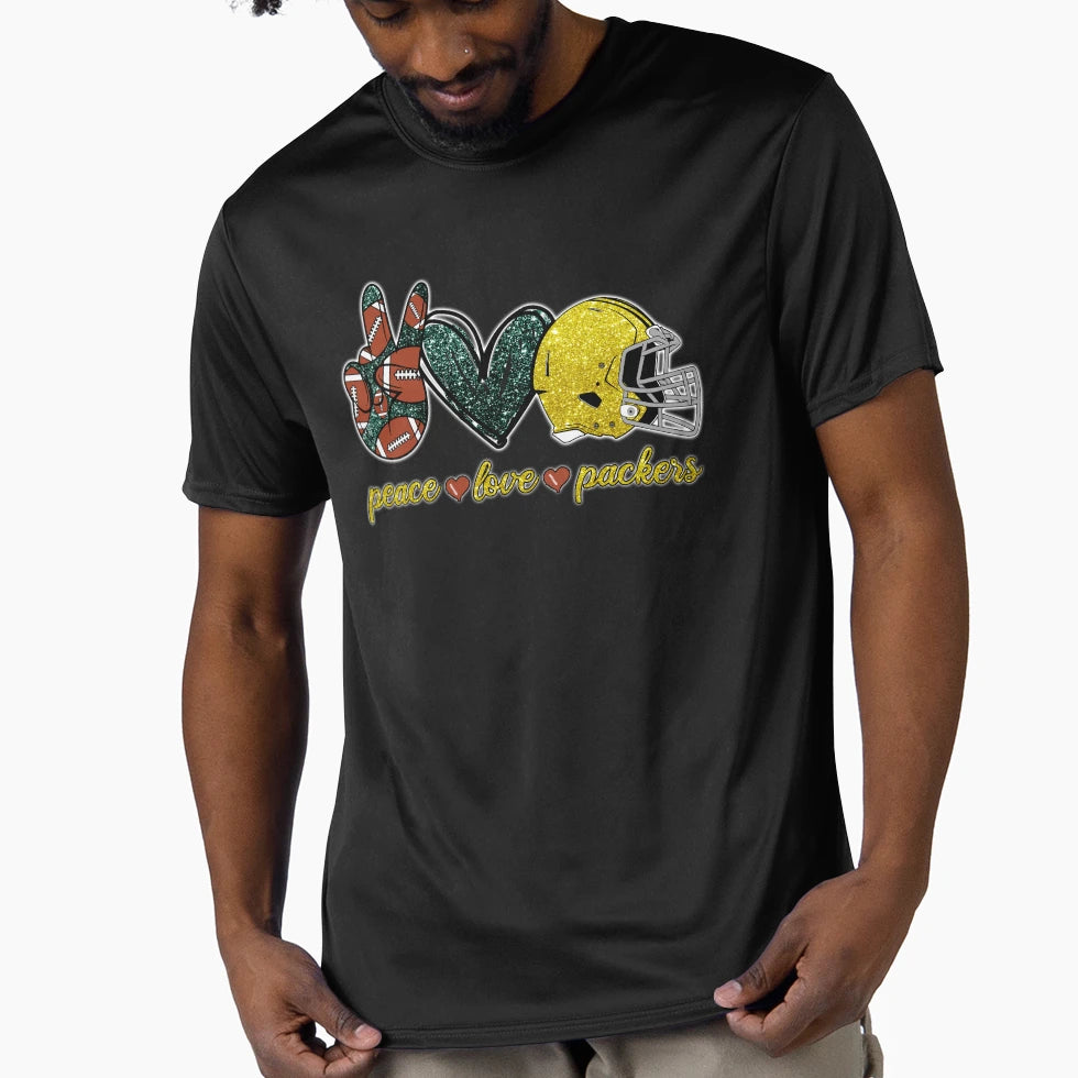 Peace Love Packers Football Team T-Shirt - Trendy Graphic Men Women - T-Shirt, Sweatshirt, Hoodie