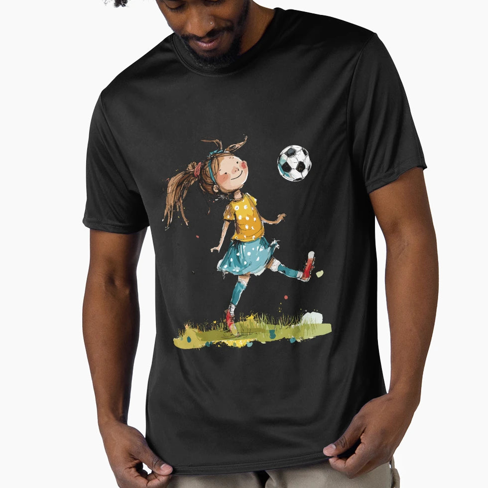 Little Playing Soccer T-Shirt - Custom Art Print for Adults - T-Shirt, Sweatshirt, Hoodie