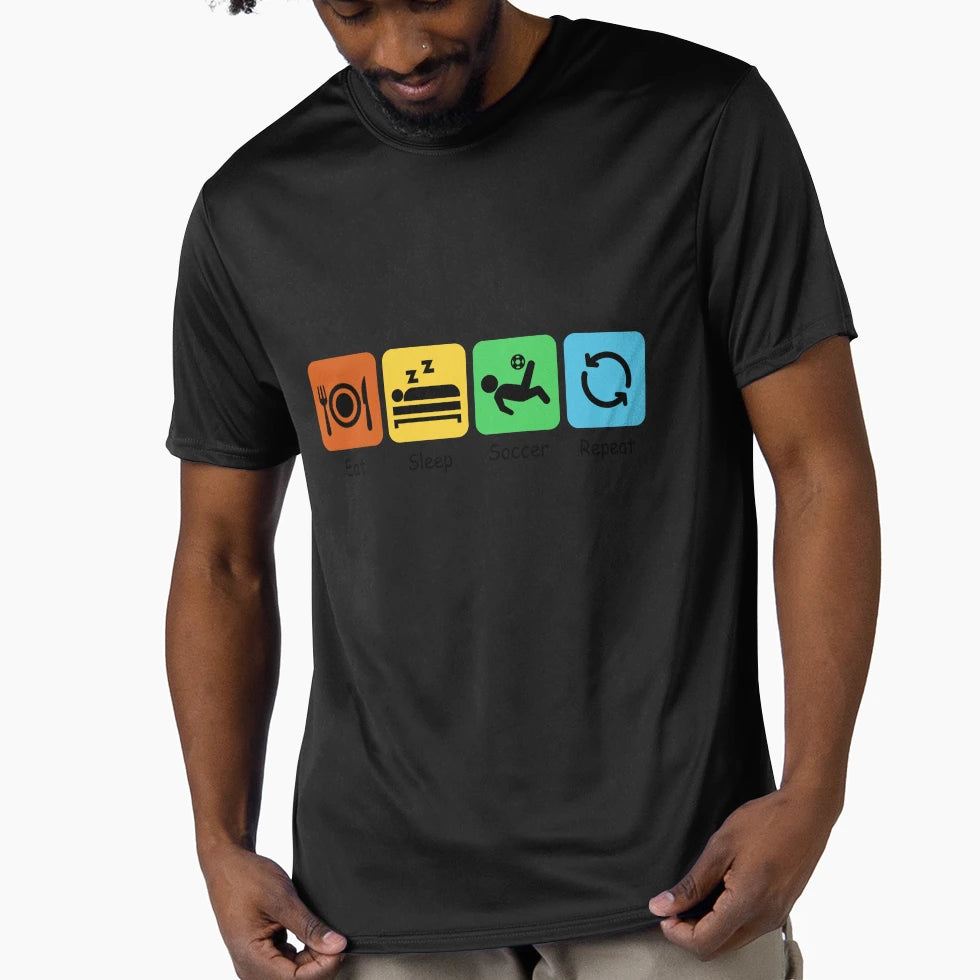 Eat Sleep Soccer And Repeat Football Lover T-Shirt - Unique Graphic Unisex - T-Shirt, Sweatshirt, Hoodie