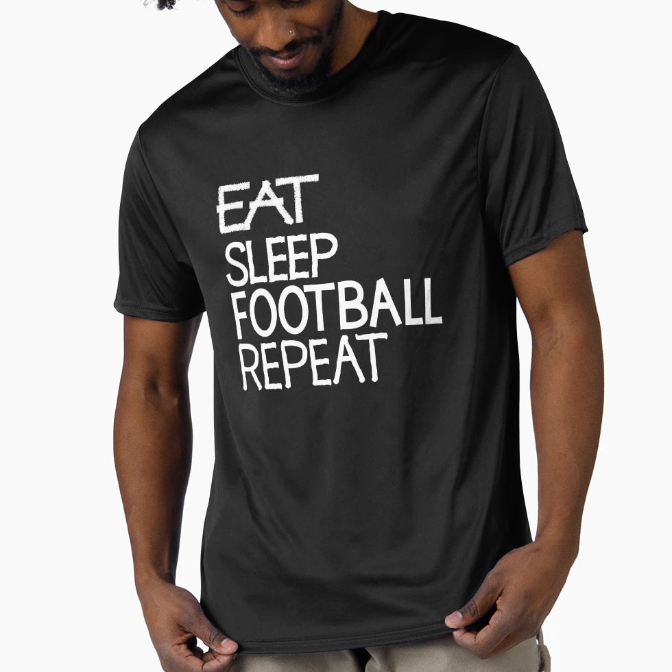 Eat Sleep Football Repeat T-Shirt - Graphic Print Men Women - T-Shirt, Sweatshirt, Hoodie