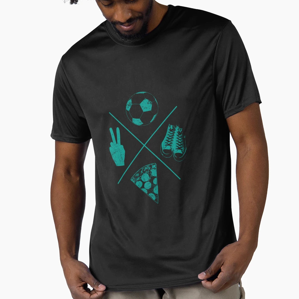 Pizza Peace Soccer Green T-Shirt - Casual Everyday Wear Unisex - T-Shirt, Sweatshirt, Hoodie