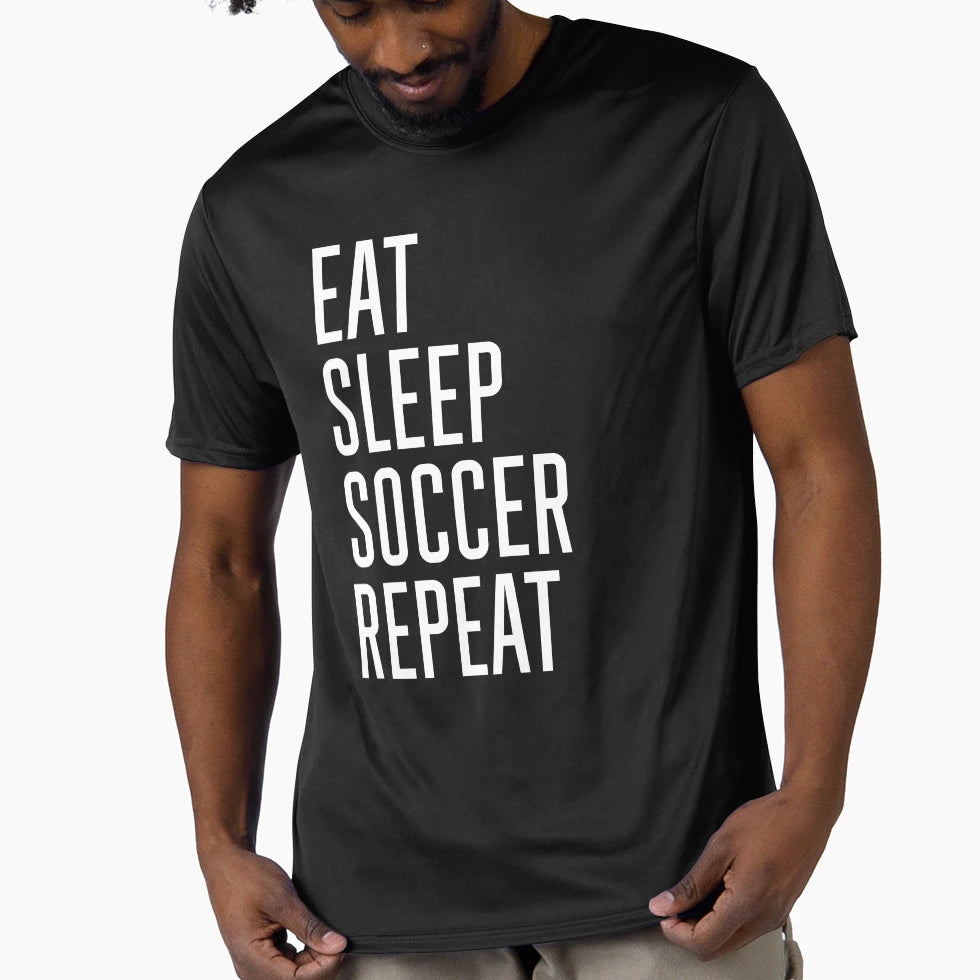 Eat Sleep Soccer Repeat Live T-Shirt - Fun Novelty Design for Adults - T-Shirt, Sweatshirt, Hoodie