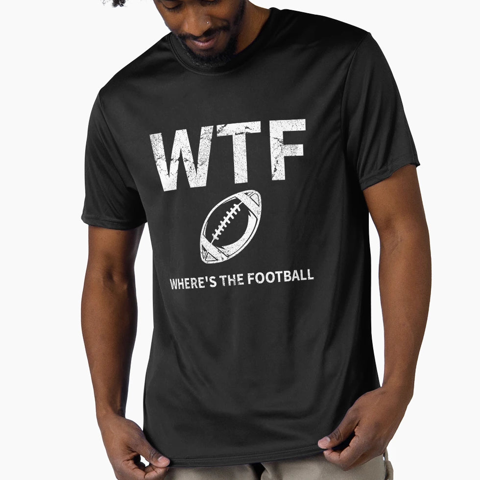 Wtf Wheres Football Addict Player Text T-Shirt - Unique Graphic for Adults - T-Shirt, Sweatshirt, Hoodie