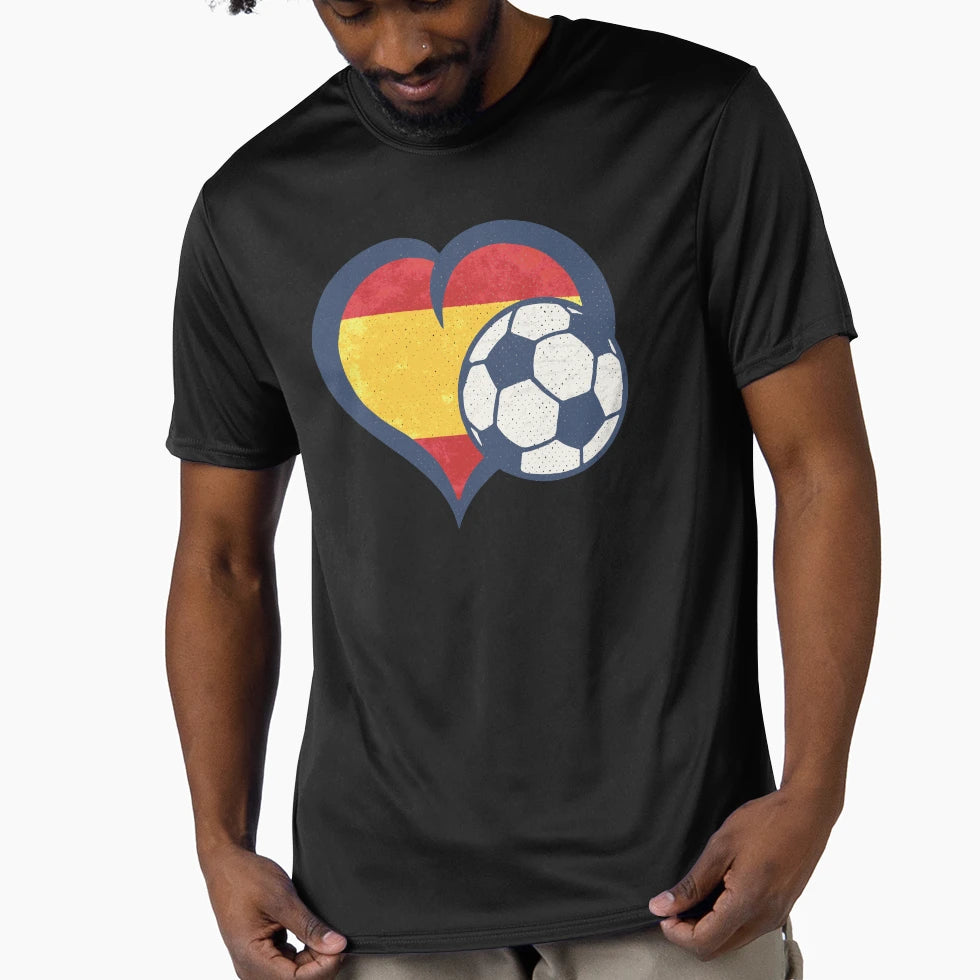 Soccer Heart Spanish Flag Woso Futfem T-Shirt - Novelty Apparel Unisex - T-Shirt, Sweatshirt, Hoodie