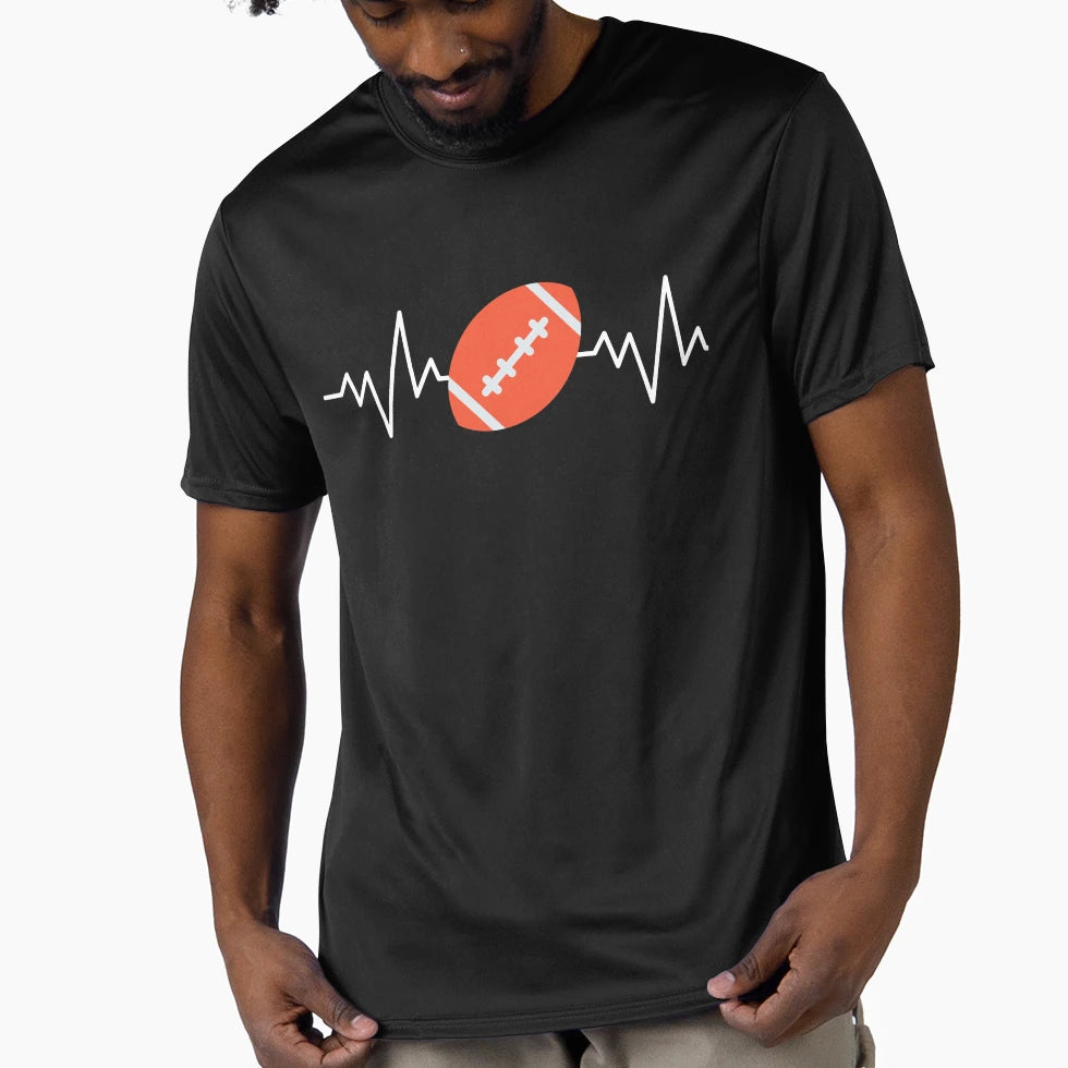 Football Heartbeat T-Shirt - Trendy Graphic for Adults - T-Shirt, Sweatshirt, Hoodie