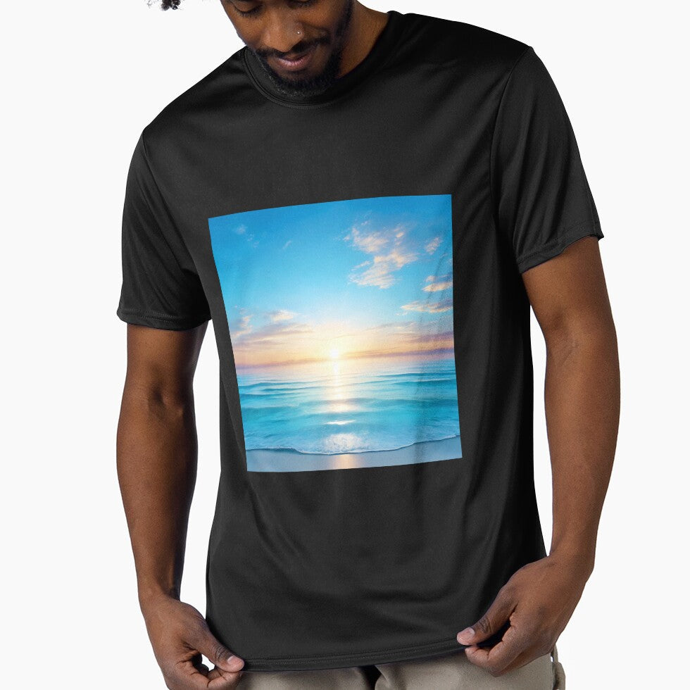 Clean and Blue Sky A Sunrise Over Tranquil Ocean 2 by - Adult & Kids T-Shirts, Sweatshirts & Hoodies apparel design preview 1