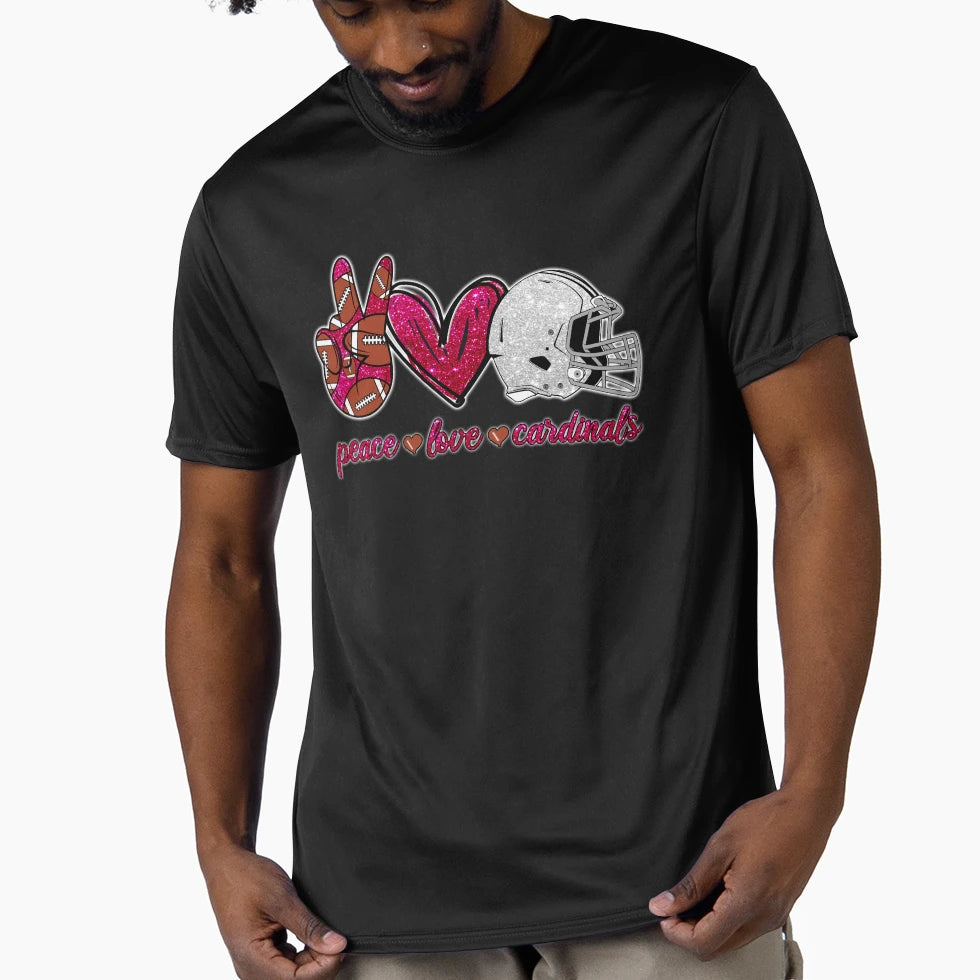 Peace Love Cardinals Football Team T-Shirt - Graphic Print Men Women - T-Shirt, Sweatshirt, Hoodie