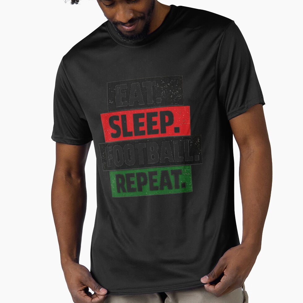 Eat Sleep Football Repeat Design by MaafiaArtsThai - Adult & Kids T-Shirts, Sweatshirts & Hoodies apparel design preview 1